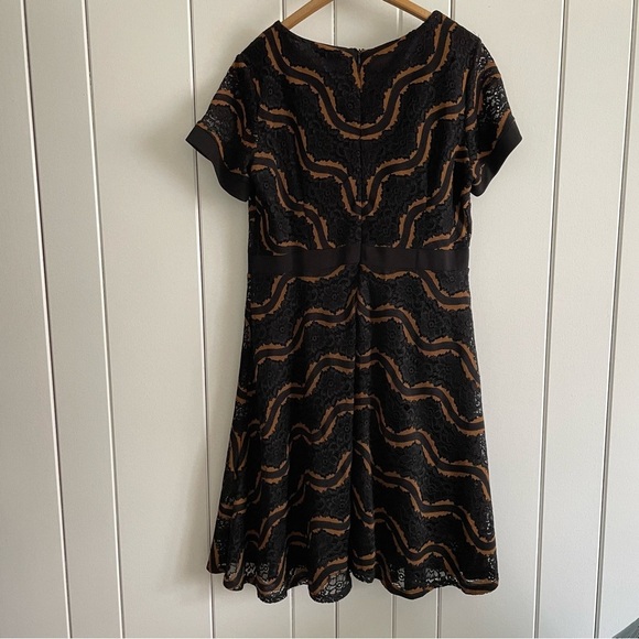 JUST IN Black & Brown Lace A-Line Midi Dress V-Neck - Picture 2 of 7